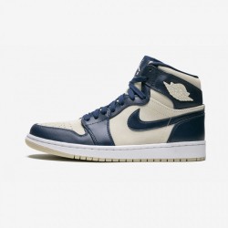 Wmns Air Jordan 1 Prem Midnight Navy Light Cream Aq9131 401 Marina Militare On Sale